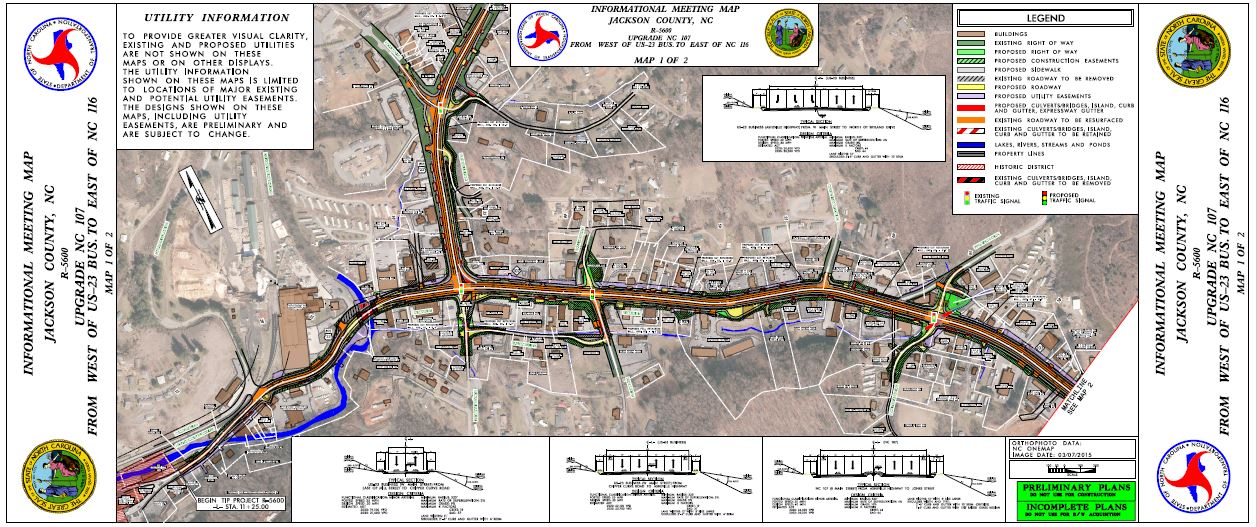 NC 107 and US 23 Business Upgrades Eminent Domain Project Map 1