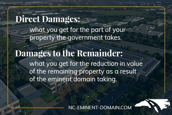 The difference between Direct Damages and Damages to the Remainder.