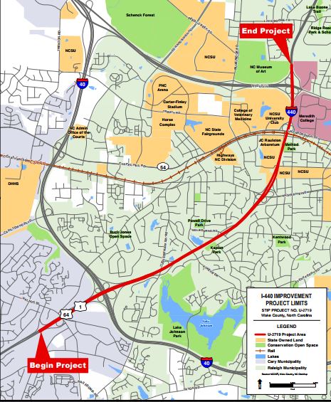 I-440/US 1 Widening NC Eminent Domain Project Map