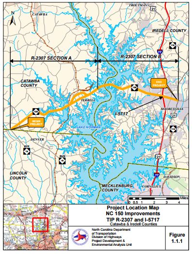 NC 150 Road Widening Eminent Domain Project Map