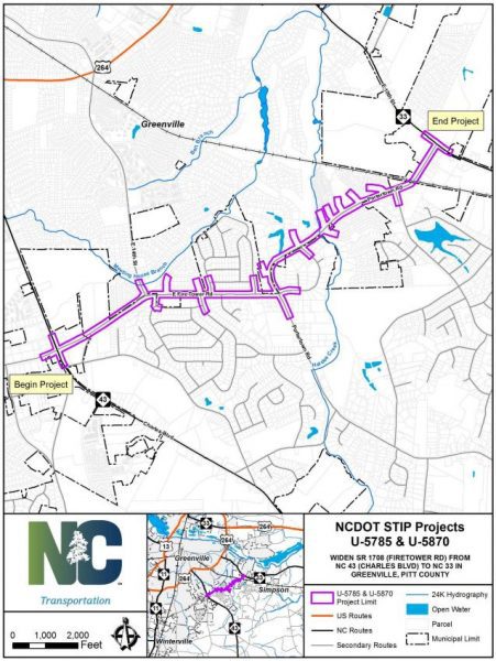 Fire Tower Road Widening NC Eminent Domain Project Map