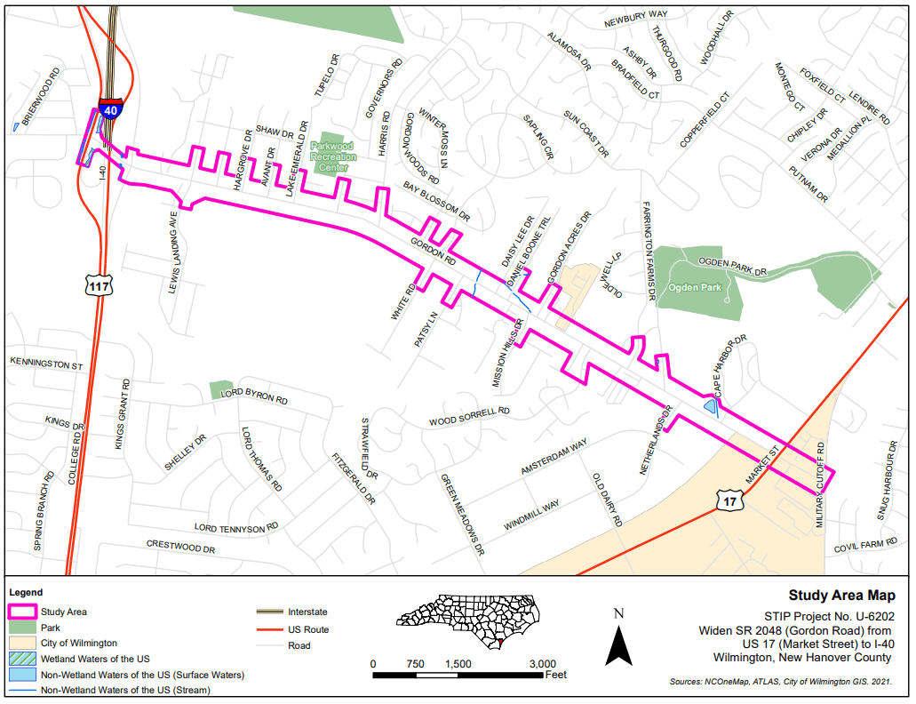 Gordon Road Widening Map