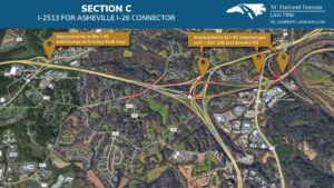 Project map of section C of I-2513 for Asheville I-26 connector, NC. 