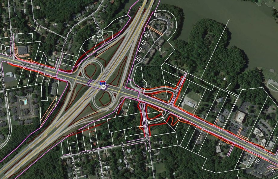I-74/US 311 and NC 68 (Eastchester Drive) Interchange NC Eminent Domain Project Map