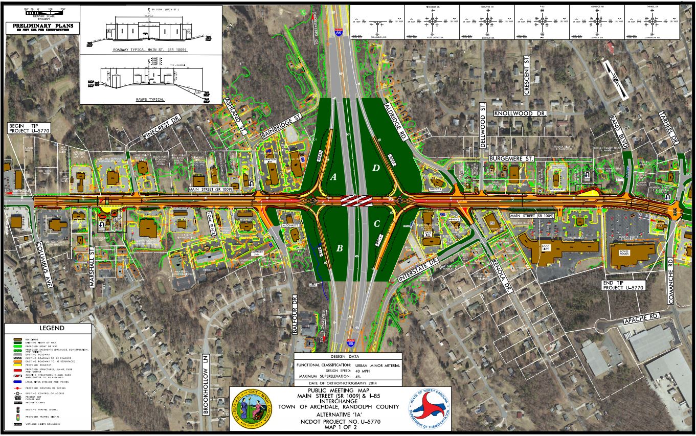 I-85 South Main St Interchange Improvements NC Eminent Domain Project Map 1