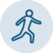 Blue icon of an active person in a circle.