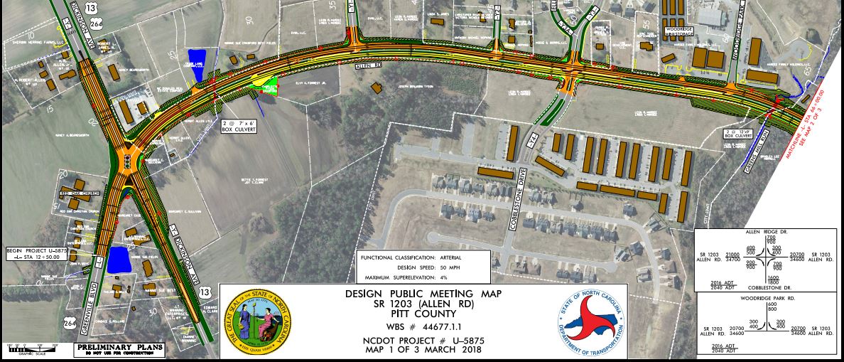 Allen Road Widening NC Eminent Domain Project Map 1