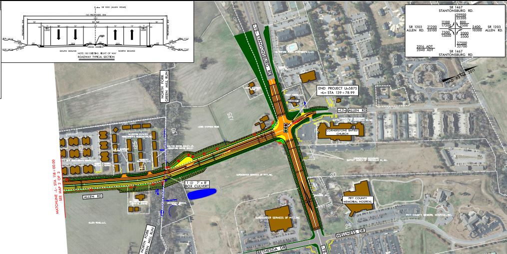 Allen Road Widening NC Eminent Domain Project Map 3