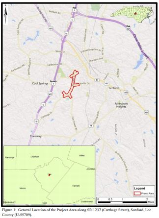 Carthage Street Widening NC Eminent Domain Project Map 1