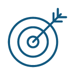 Blue target icon with an arrow in the bullseye.
