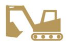 Gold backhoe construction icon