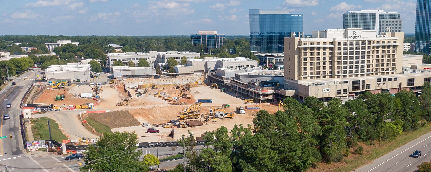 North Hills shopping center under construction near I-440 in Raleigh, NC.