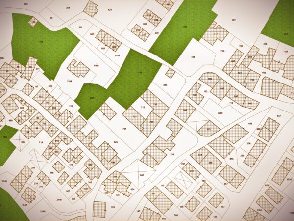 Imaginary,Cadastral,Map,Of,Territory,With,Buildings,,Roads,,Land,Parcel