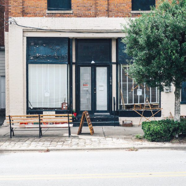 Streetview of a rustic shop.